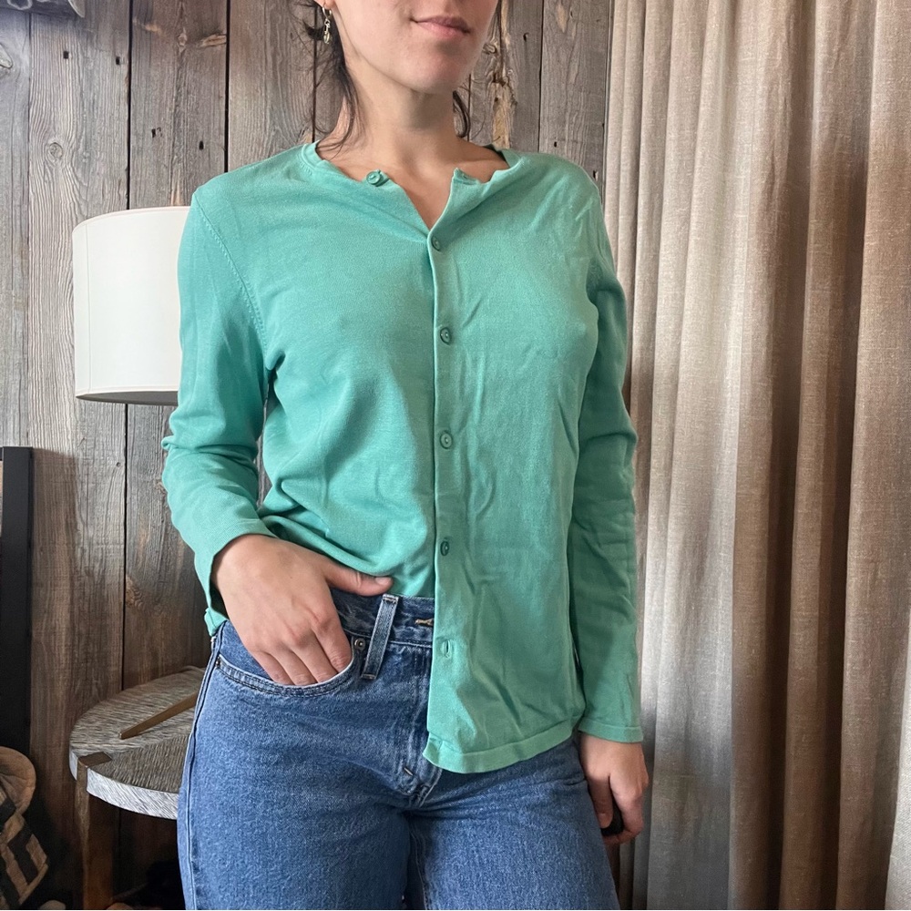 Pendleton Teal Button-Up Sweater - image 3
